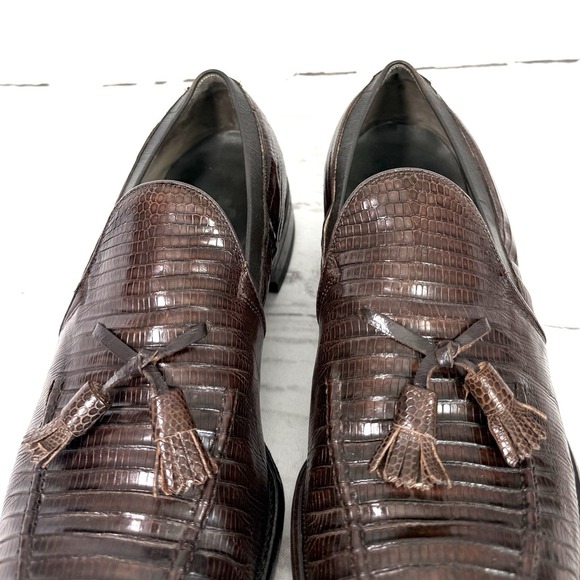 Vintage Footjoy Shoes Men\'s 10.5D Brown Tassel Loafers Lizard Leather USA Made main image 8
